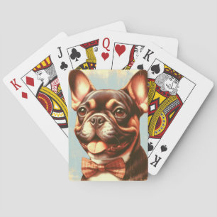 Vintage French Bulldog Painting Portrait Poker Cards