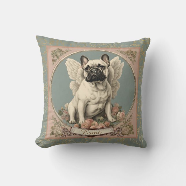 Vintage French Bulldog Personalized  Throw Pillow (Front)