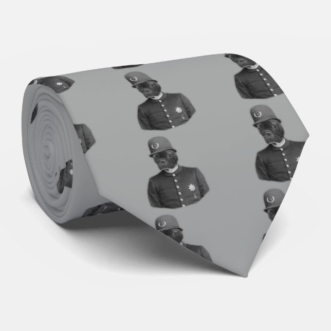 Vintage French Bulldog Policeman Neck Tie (Rolled)