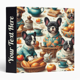 Vintage French Bulldog Seamless 3 Ring Binder