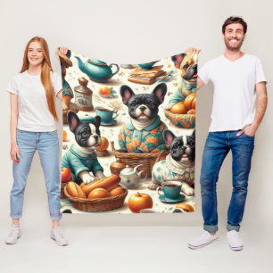 Vintage French Bulldog Seamless Fleece Blanket