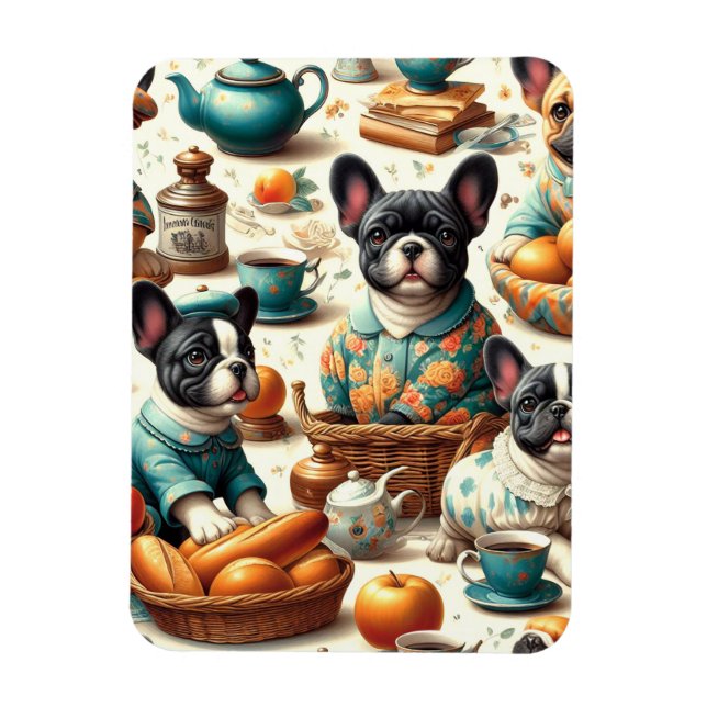Vintage French Bulldog Seamless Magnet (Vertical)