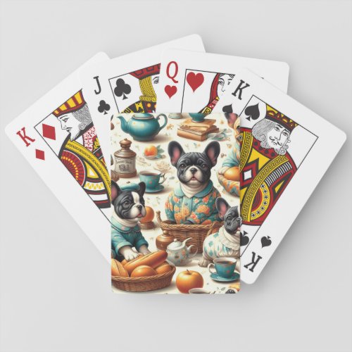 Vintage French Bulldog Seamless Poker Cards