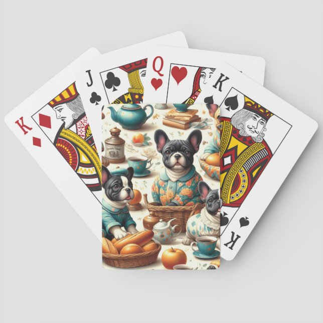 Vintage French Bulldog Seamless Poker Cards (Back)