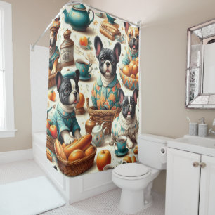 Vintage French Bulldog Seamless Shower Curtain