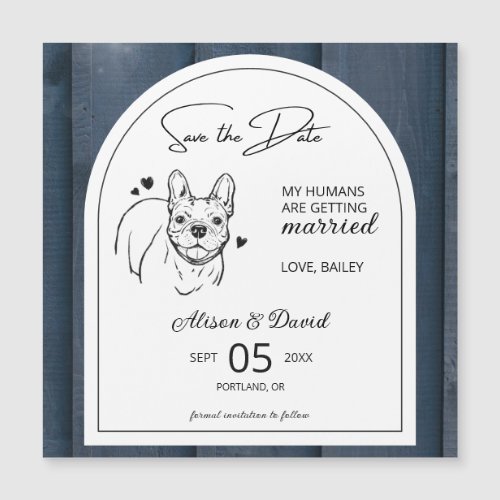 Vintage French Bulldog Wedding Save the Date Magnetic Invitation