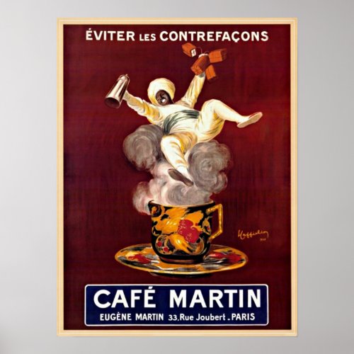 Vintage French Cafe Advertisement Repro Art Deco Poster