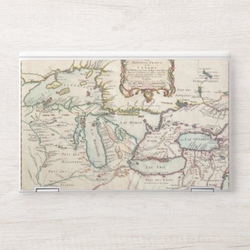 Vintage French Canadian Great Lakes Map HP Laptop Skin