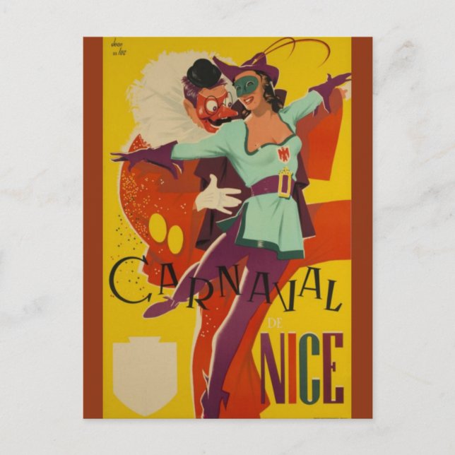 Vintage French Carnival Nice Postcard (Front)