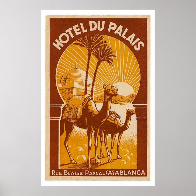 Vintage French Casablanca Travel Poster (Front)