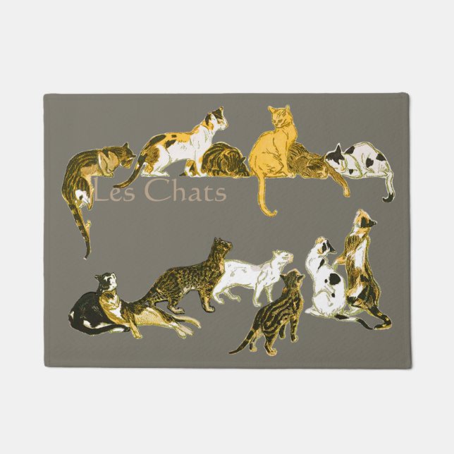Vintage French Cats Les Chats Art Doormat (Front)