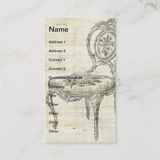 Vintage French Chair Linen 2 Business Card