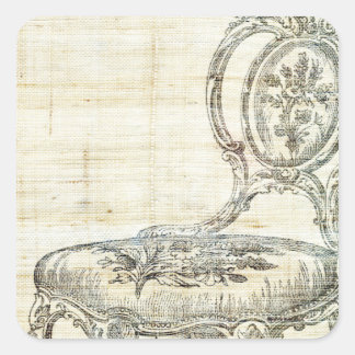 Vintage French Chair Linen 2 Square Sticker
