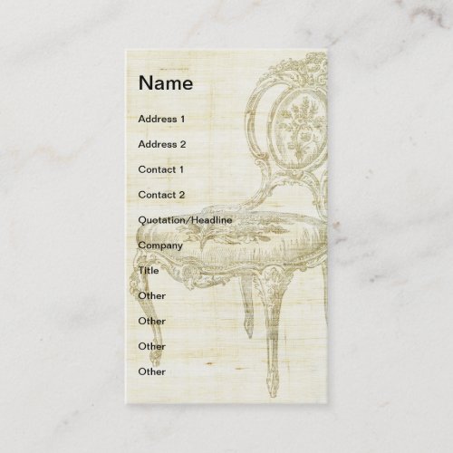 Vintage French Chair Linen Business Card Template