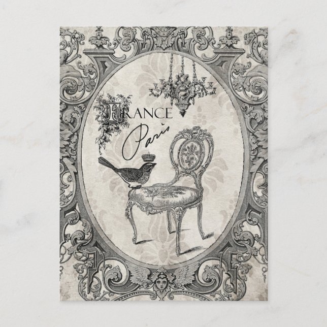 Vintage French chair  postcard (Front)