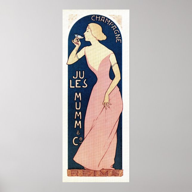 Vintage French champagne ad vertical banner Poster (Front)