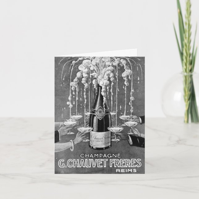 Vintage French Champagne Congratulations Card (Front)