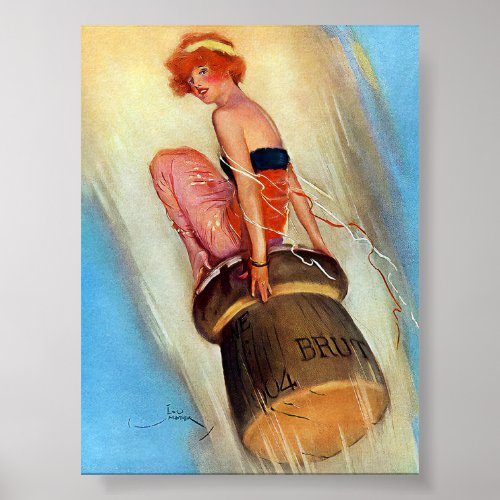 Vintage French Champagne Poster 1930s Flapper