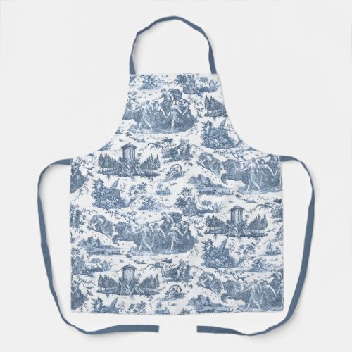 Vintage French Chariot of Dawn Toile de Jouy_Blue Apron