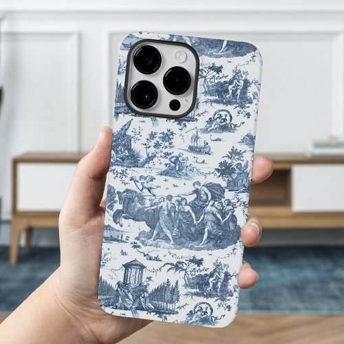 Vintage French Chariot of Dawn Toile de Jouy_Blue Case_Mate iPhone 14 Pro Max Case