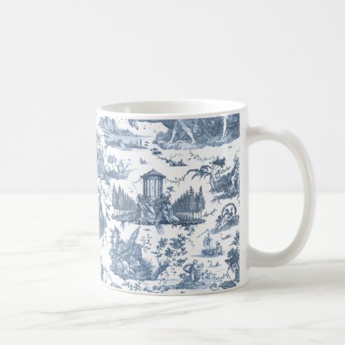 Vintage French Chariot of Dawn Toile de Jouy_Blue Coffee Mug