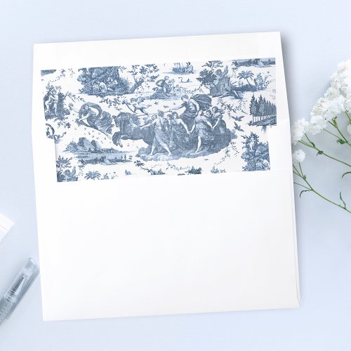 Vintage French Chariot of Dawn Toile de Jouy_Blue Envelope Liner