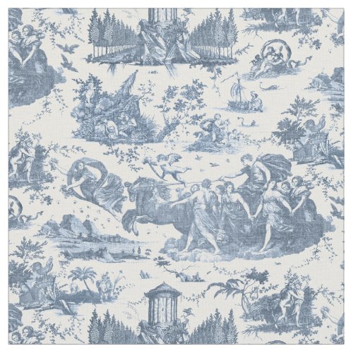 Vintage French Chariot of Dawn Toile de Jouy_Blue Fabric