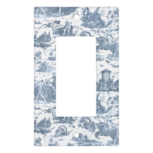 Vintage French Chariot of Dawn Toile de Jouy_Blue Light Switch Cover