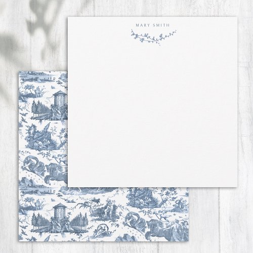 Vintage French Chariot of Dawn Toile de Jouy_Blue Note Card