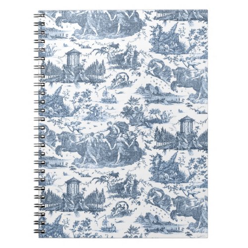 Vintage French Chariot of Dawn Toile de Jouy_Blue Notebook