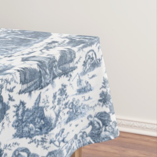 Vintage French Chariot of Dawn Toile de Jouy_Blue Tablecloth