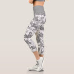 Vintage French Chariot of Dawn Toile de Jouy-Gray Capri Leggings<br><div class="desc">Beautifully reconstructed seamless vintage French toile de jouy pattern inspired by Guido Reni's sculpture Le Char de L'Aurore ca 1790 copperplate engraving on textile. This intricate pattern features scenes of Greek gods and goddesses,  temples,  exotic animals,  mythical sea creatures and fantasy landscapes.</div>