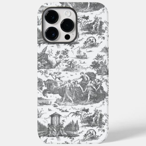 Vintage French Chariot of Dawn Toile de Jouy_Gray Case_Mate iPhone 14 Pro Max Case