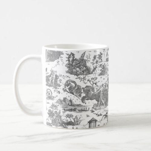 Vintage French Chariot of Dawn Toile de Jouy_Gray Coffee Mug