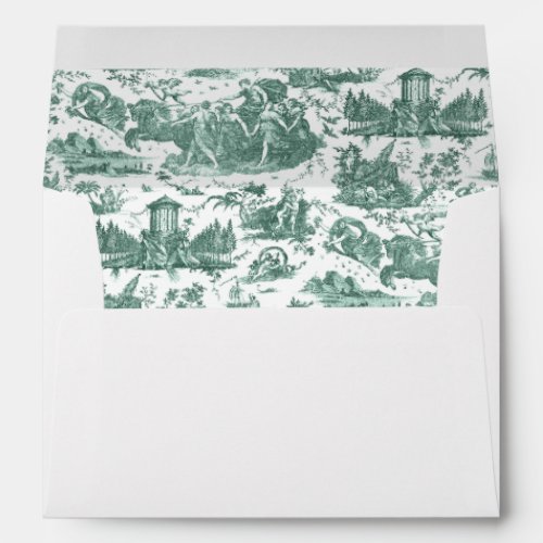 Vintage French Chariot of Dawn Toile de Jouy_Green Envelope
