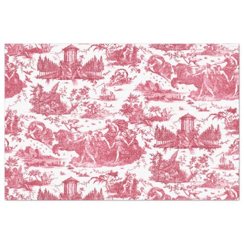 Vintage French Chariot of Dawn Toile de Jouy_Pink Tissue Paper
