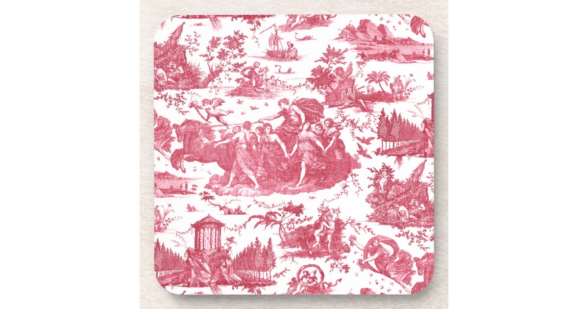 Forest Green Vintage Rustic Country Pines Toile De Jouy