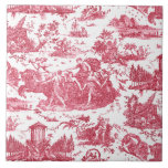 Vintage French Chariot of Dawn Toile de Jouy-Red Ceramic Tile<br><div class="desc">Beautifully reconstructed seamless vintage French toile de jouy pattern inspired by Guido Reni's sculpture Le Char de L'Aurore ca 1790 copperplate engraving on textile. This intricate pattern features scenes of Greek gods and goddesses,  temples,  exotic animals,  mythical sea creatures and fantasy landscapes.</div>