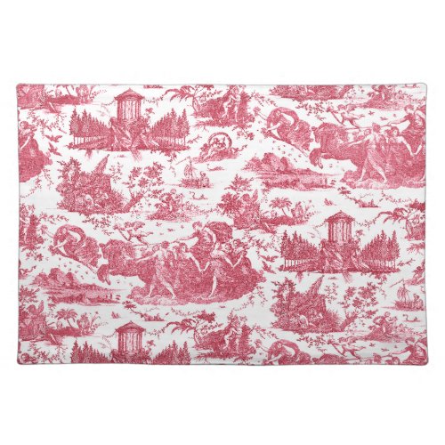 Vintage French Chariot of Dawn Toile de Jouy_Red Cloth Placemat
