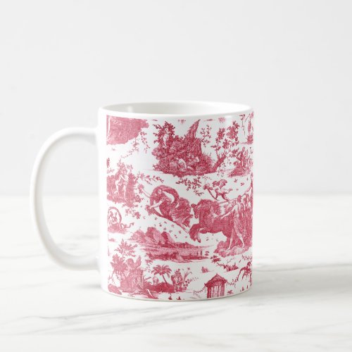 Vintage French Chariot of Dawn Toile de Jouy_Red Coffee Mug