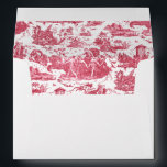 Vintage French Chariot of Dawn Toile de Jouy-Red Envelope<br><div class="desc">Beautifully reconstructed seamless vintage French toile de jouy pattern inspired by Guido Reni's sculpture Le Char de L'Aurore ca 1790 copperplate engraving on textile. This intricate pattern features scenes of Greek gods and goddesses, temples, exotic animals, mythical sea creatures and fantasy landscapes. Includes editable text fields and optional floral graphic....</div>