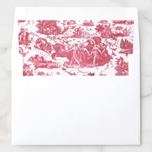 Vintage French Chariot of Dawn Toile de Jouy_Red Envelope Liner