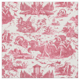 Vintage French Chariot of Dawn Toile de Jouy-Red Fabric