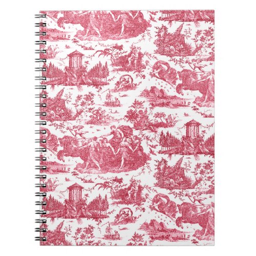 Vintage French Chariot of Dawn Toile de Jouy_Red Notebook