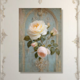 Vintage French Chateau Blue Pink Floral Decoupage  Tissue Paper