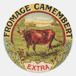 Vintage French Cheese with Dairy Cow Sticker