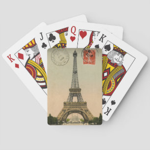 Vintage French Chic Eiffel Tower Paris Postcard Poker Cards