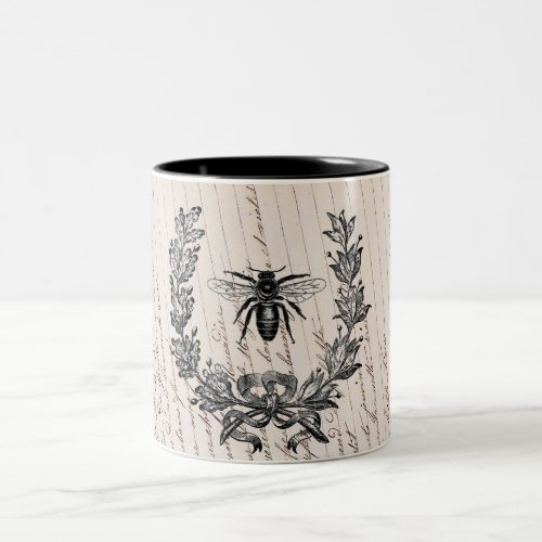 Vintage French Chic Honey Bee Two_Tone Coffee Mug