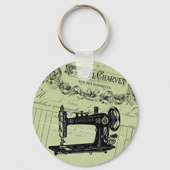 Vintage French Chic Sewing machine Keychain (Front)
