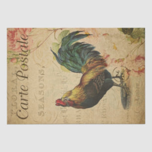 Vintage French Chicken Decoupage Postcard Tissue Paper
